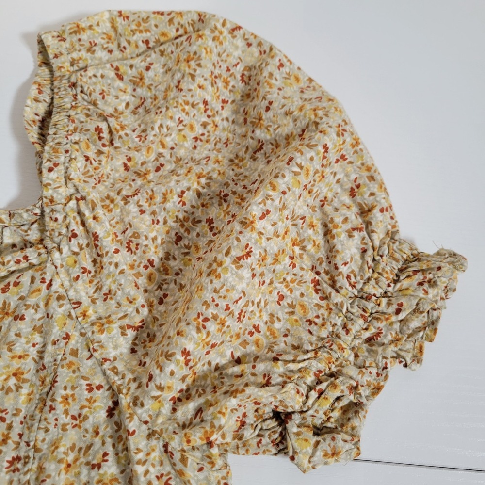 Madewell Square Neck Women's Floral Crop Top Blouse Size L Peasant Boho 1889 - Picture 3 of 4